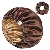 Vista 15 de YANIBEST Gorro de Satén Ajustable de Doble Capa Gorro para el Cabello para Dormir, Gorros para Mujeres, Sombreros para Cabello Natural Rizado, Rosa