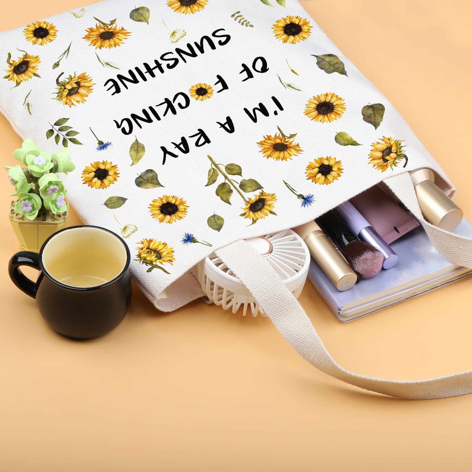 PLITI Funny Sunflower Tote Bag Sunflower Lover Gift I'm A Ray Of Fu-cking Sunshine Sarcastic Quote Shoulder Bag (Ray Sunshine TGU) - Image 3