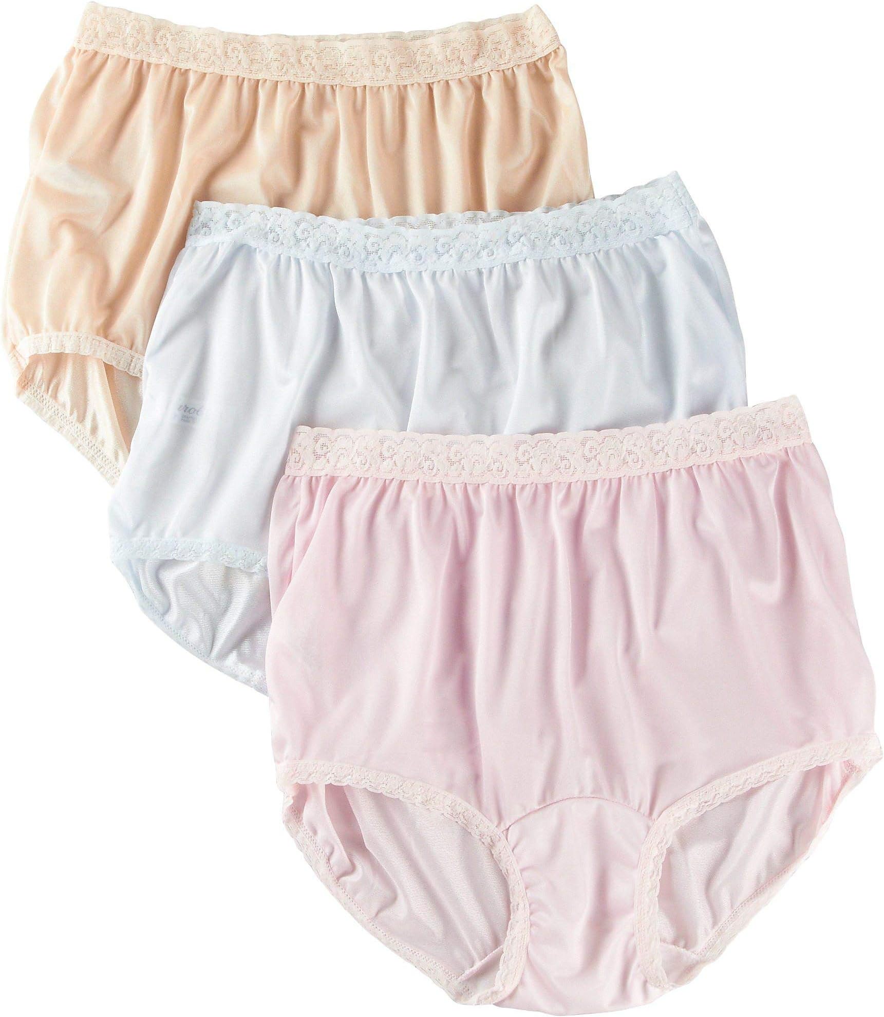 Caroler Nylon Lace Trim Briefs #3945 ASSORTED PASTELS 5