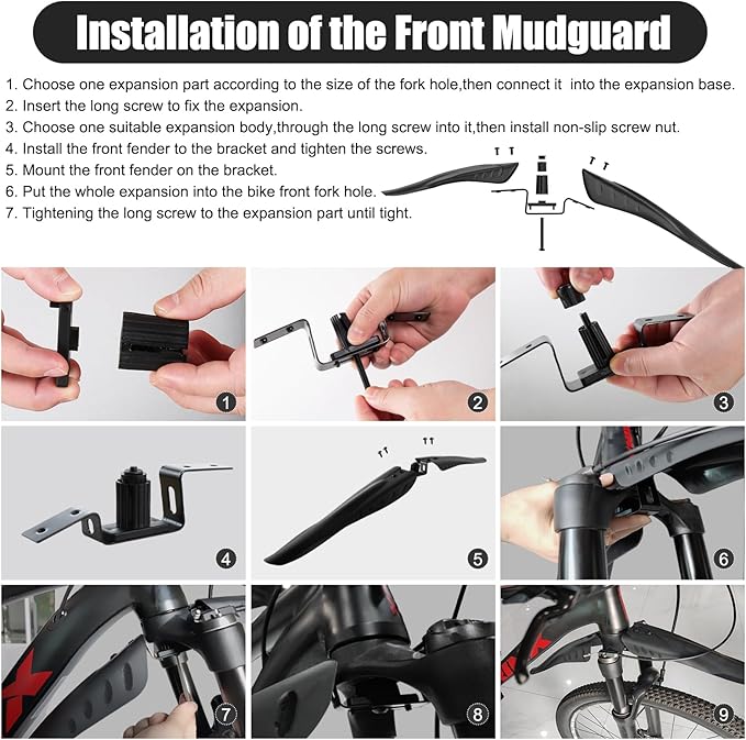 Cooryda Set Guardabarros Bicicleta Ajustable Delantero Trasero 24/26/27.5" miniatura 6