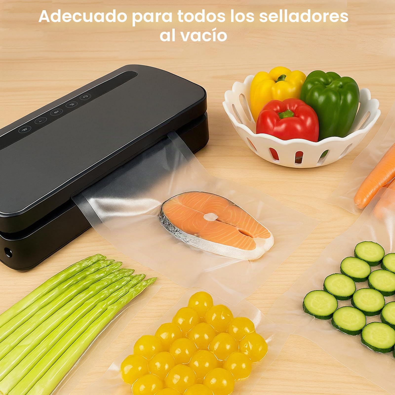 MakMeFre 300 Bolsas de Vacío Para Alimentos 15x25/20x30/25x33cm Sin BPA