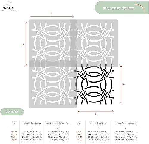 Miniatura 4 de LAMEGO - Plantilla de plástico reutilizable para azulejos, geométricos marroquíes, pared de suelo (17.7 x 17.7 in)
