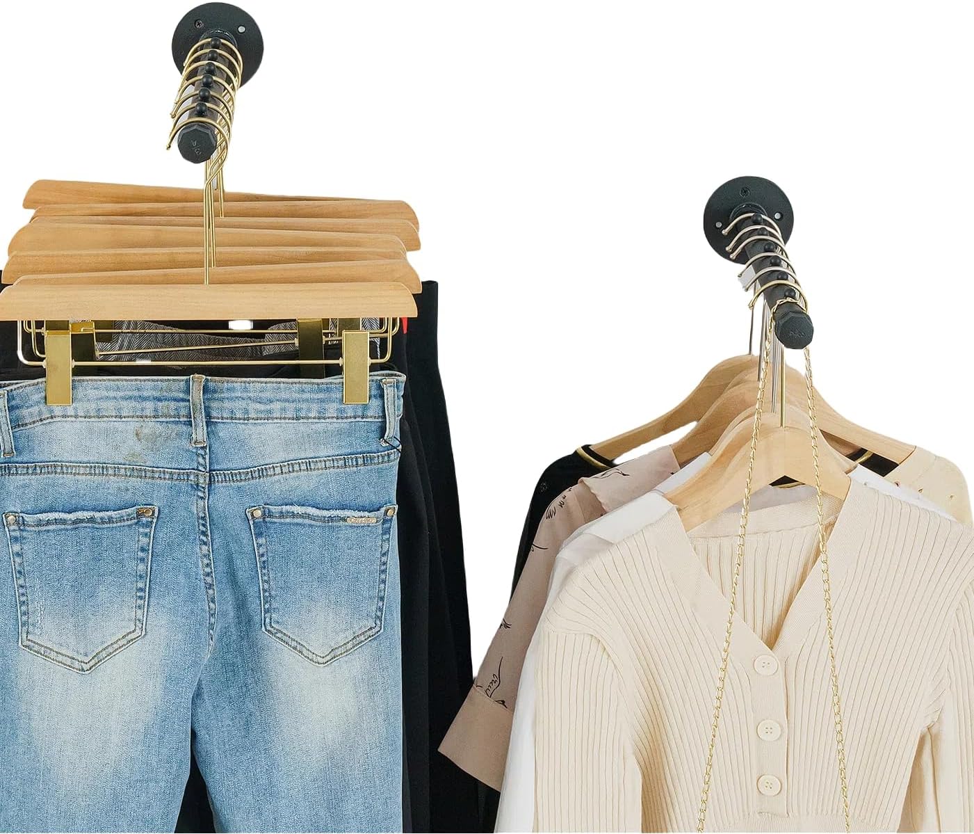 2 Pcs Industrial Pipe Clothing Bar,Wall Mount Clothes Rack for Hanging Clothes - Wall Clothing Rods for Retail Boutique Display (14 in)
