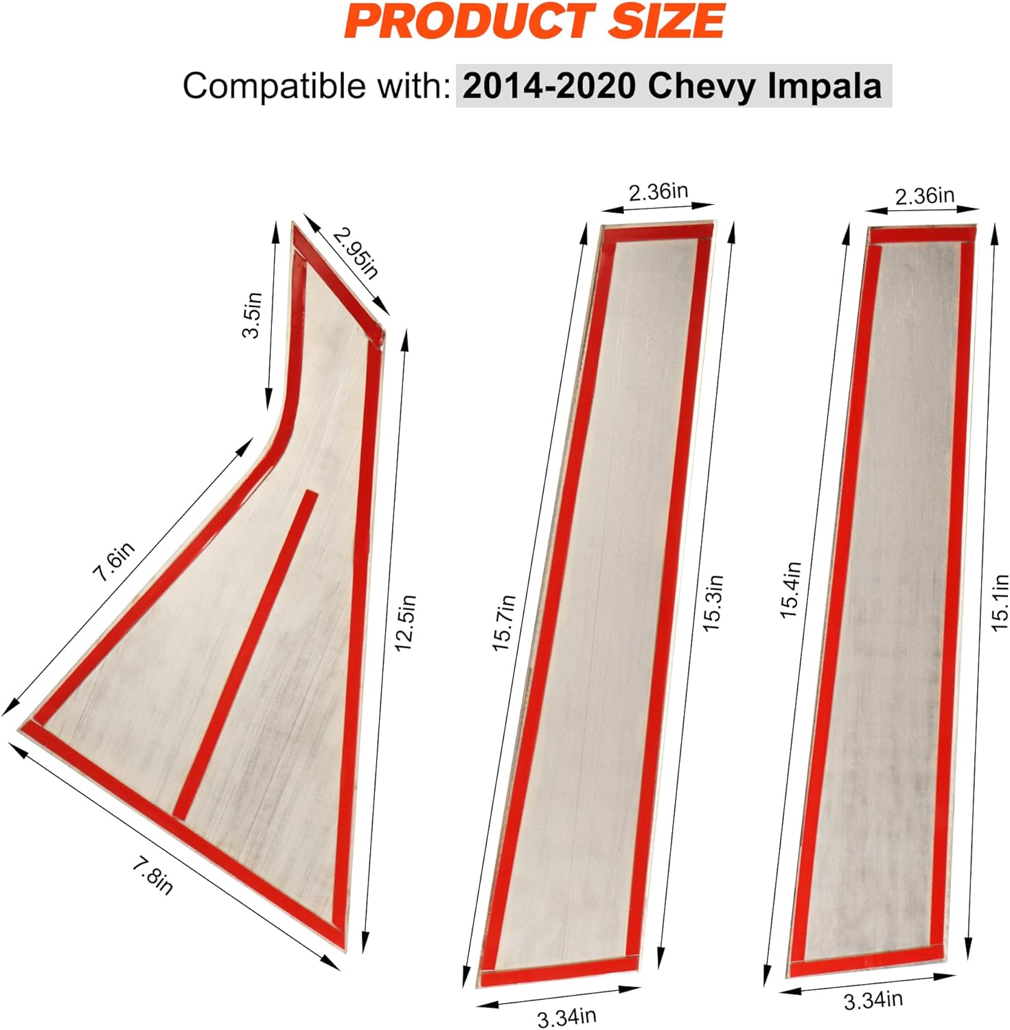 BASIKER Silver Door Pillar Trim Compatible with 2014-2020 Chevy Impala Accessories Stainless Steel Chrome Window Molding Trim (6pcs)