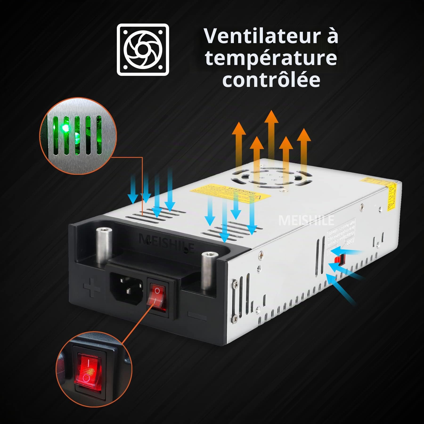 Bouton + Pince CC 12V 50A 600W Conduite Alimentation à découpage Industrielle Moniteur Équipement Moteur Transformateur 110/220V CA à CC Version à Jour AC-DC
