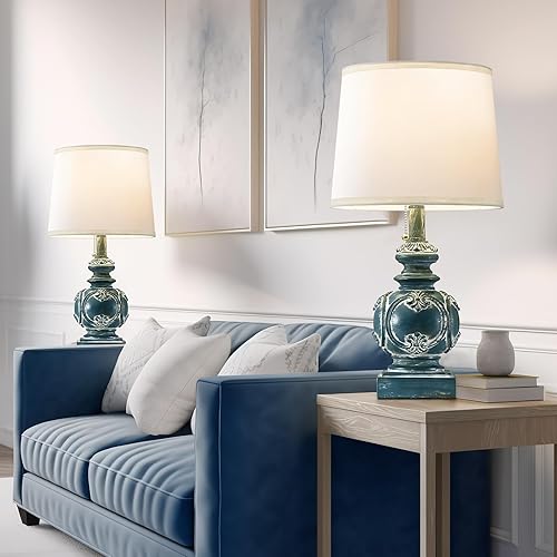 Miniatura 7 de Juego de 2 lámparas de mesa de granja de 20.75 pulgadas para dormitorio, lámparas de noche rústicas con 2 puertos USB, lámpara de mesa auxiliar