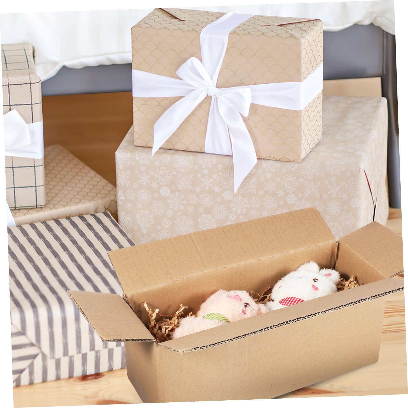 Scatole Postali Rettangolari Piccole 10 Pezzi Cartone Kraft Beige