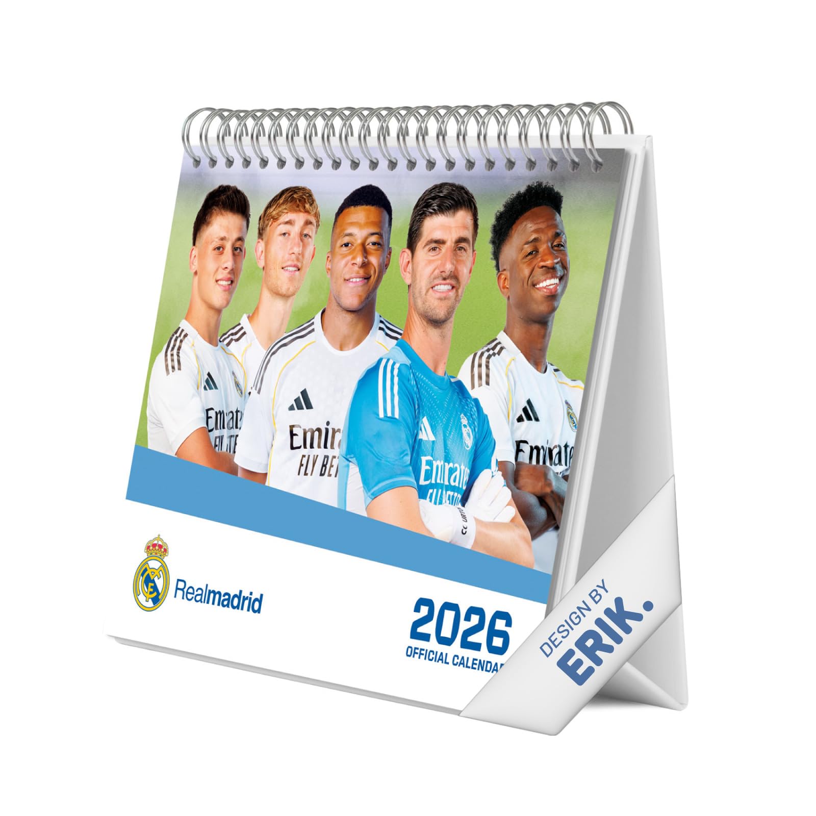 Grupo Erik Kalender 2026 Tischkalender Reald Madrid Kalender Familienplaner - Tischkalender 2026 zum Aufstellen 20 x 17 cm Jahreskalender 2026 - Offizieller FC Reald Madrid Fanartikel Geschenke