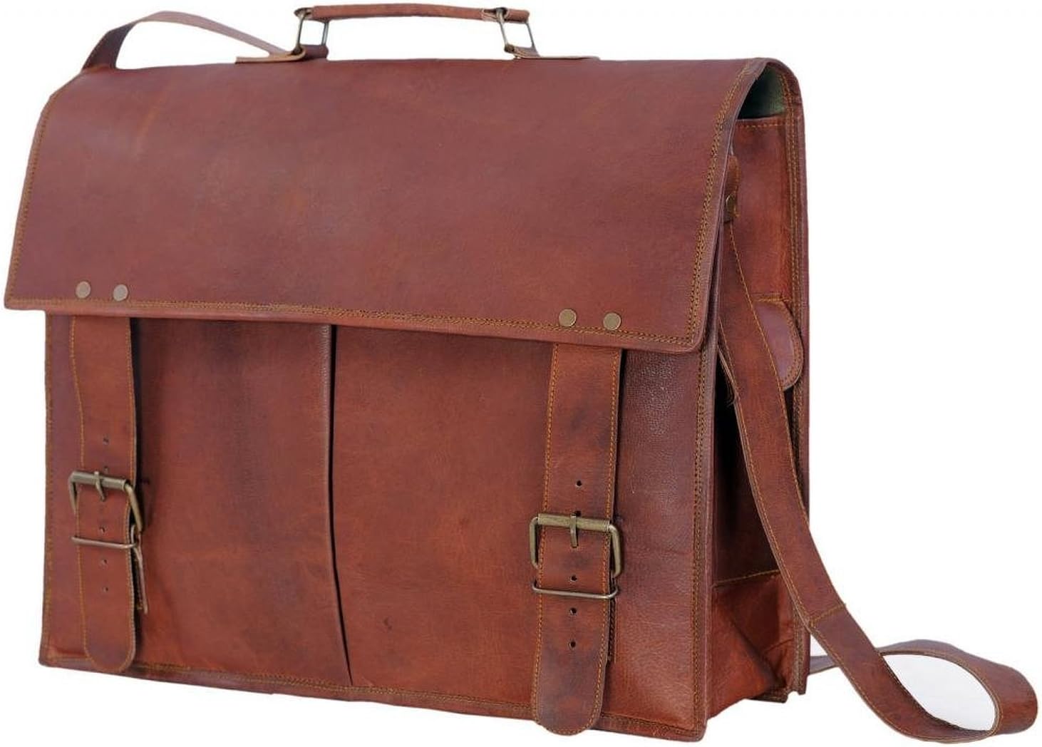 United Leather Bags Fashion Men Messenger Leather Shoulder Cross-body Bags-Light Brown