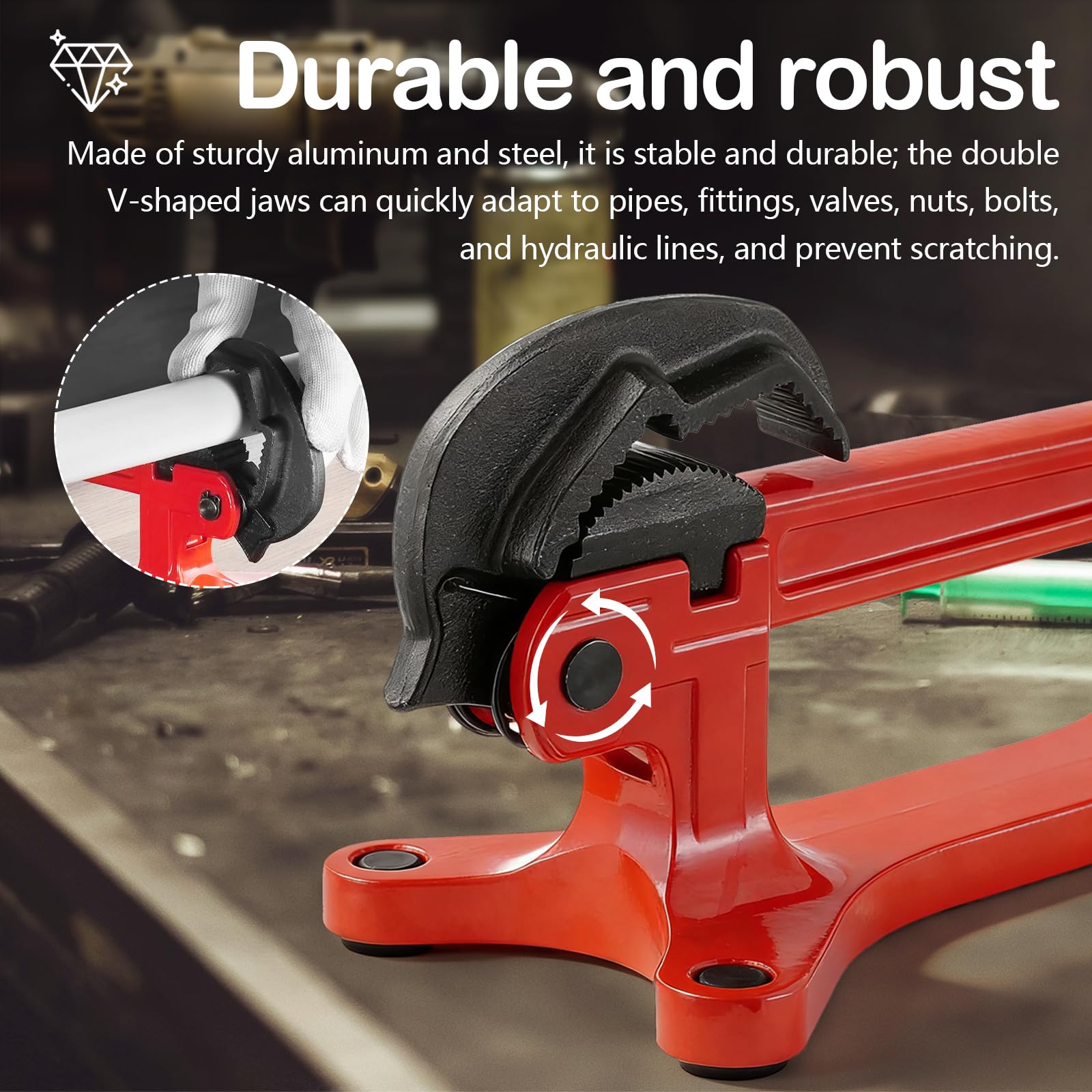 Pipe Brackets, Pipe Tightening Vise Portátil Tornillo de Banco de Tubo de Tuberías de 0,3 cm a 3,8 cm Herramienta de Sujeción de Tubos con Ajuste Automático de La Fuerza de Sujeción