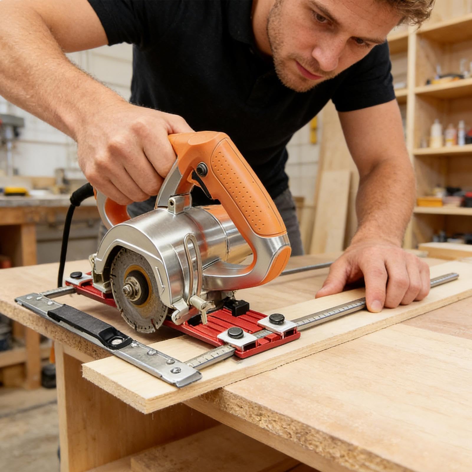 Posicionador de Guía de Borde para Cortadora Posicionador Ajustable para | Herramienta de Marco de Posicionamiento Modificado para Madera para Sierra Eléctrica Manual Cortar Madera Acabad