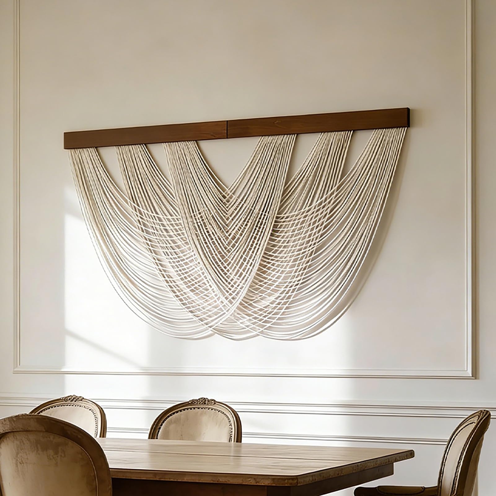 Genérico Gran Tapiz De Macramé, Tapiz Artesanal De Hilo. Decoración De Pared De Macramé para El Hogar, Decoración Boho para El Dormitorio Y El Salón,Blanca