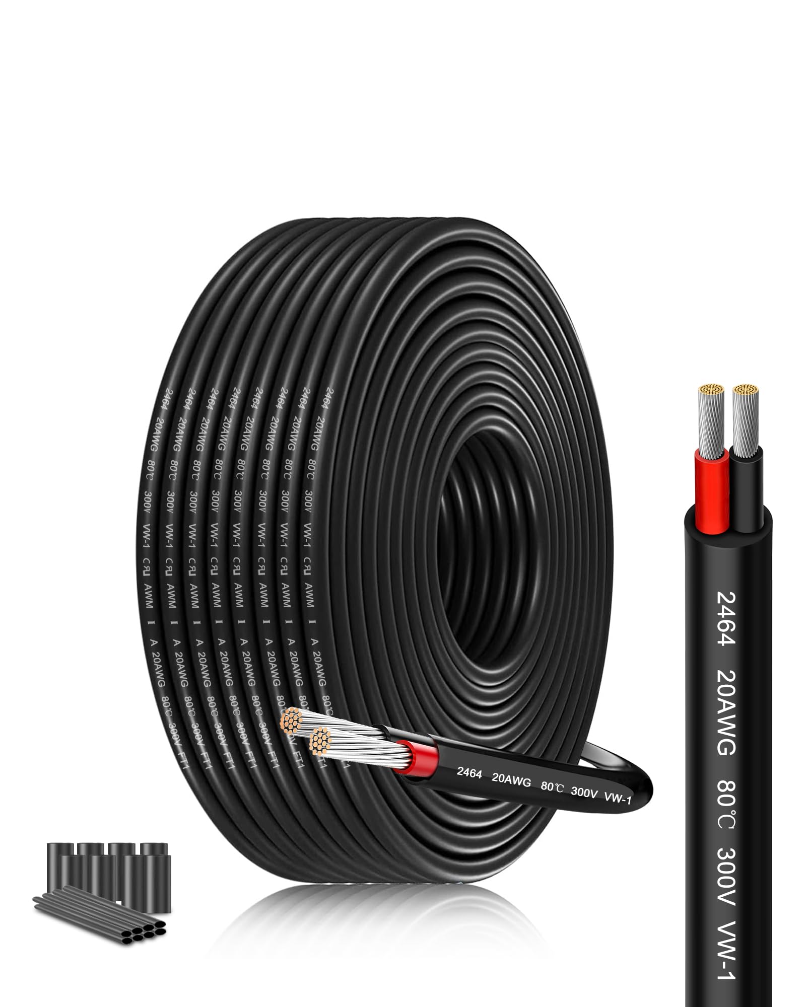 SCHDRA 20 Gauge 2 Core Wire Oxygen-Free Stranded Copper 0.5mm²×2 | Extra-Long 15M/49.2FT Cable | 5V-240V Heat-Resistant for Garden Lighting, Marine Electronics & DIY Projects