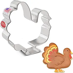 Thanksgiving Turkey Cookie Cutter, 3.75" Made in USA by Ann Clark