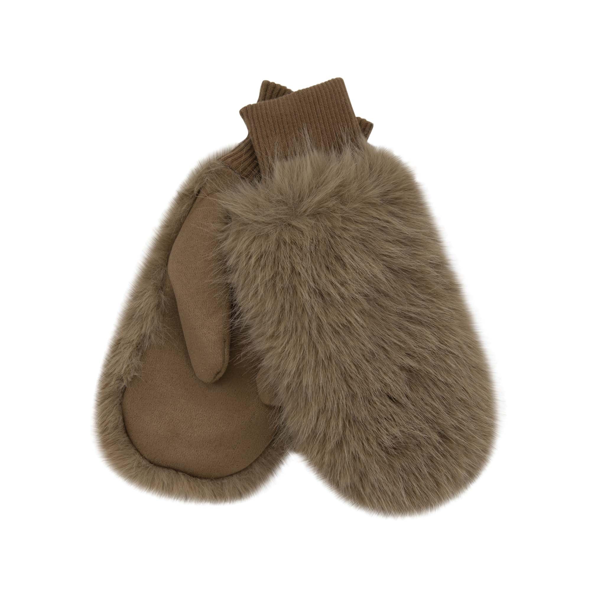 Women's Fluffy Gloves, Gloves, Mittens (Camel)