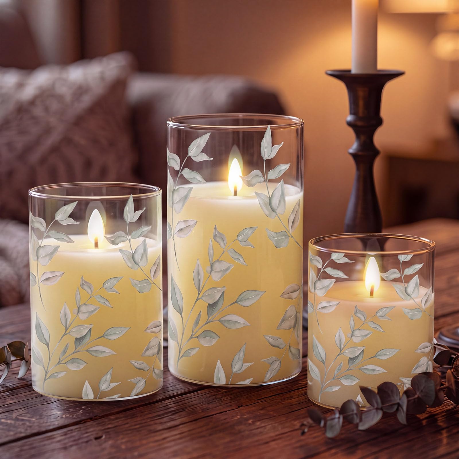 Blosssound Confezione da 3 candele senza fiamma, senza fiamma, senza fiamma, a LED, per camino, casa, matrimonio, primavera, estate, decorazione per la casa, con timer