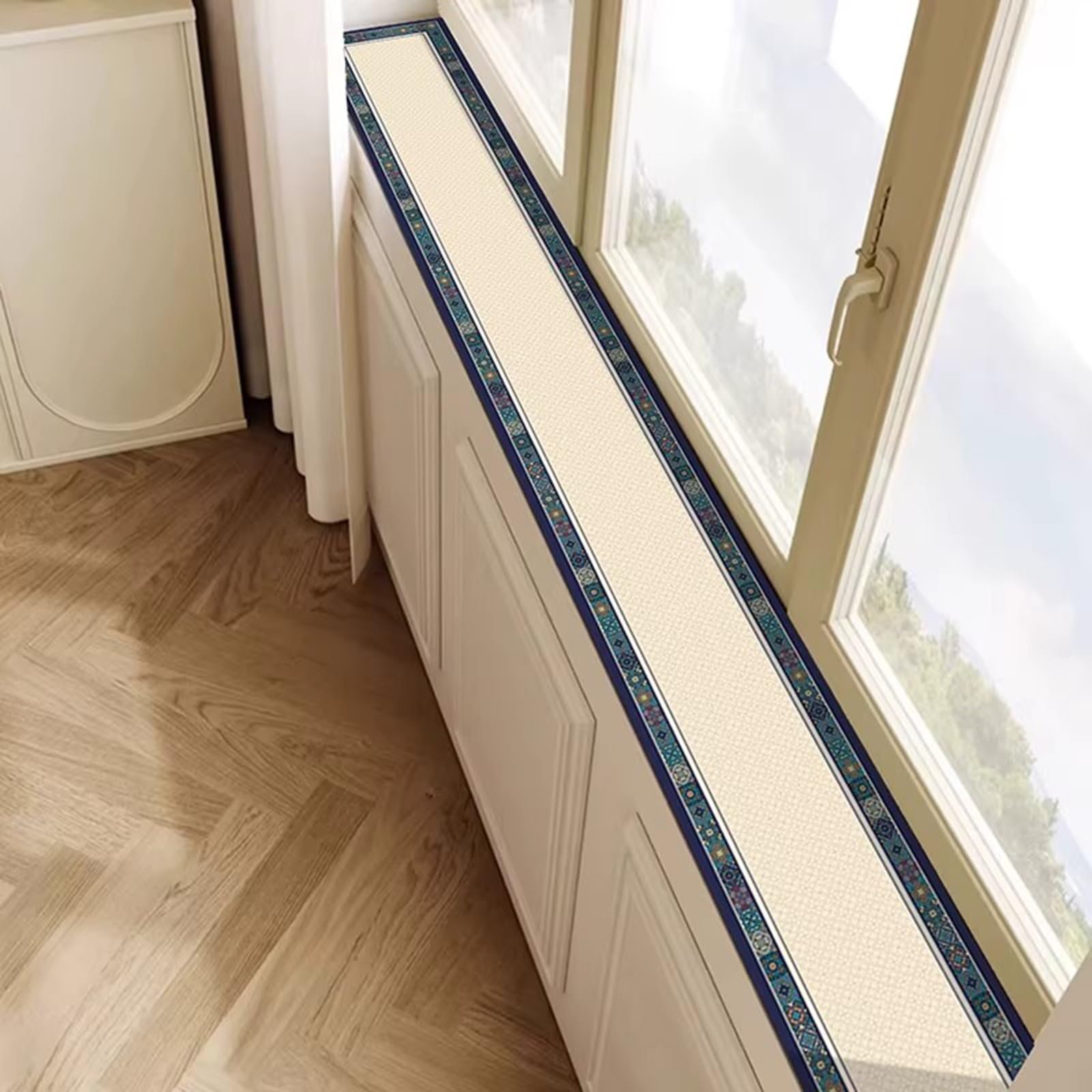 Couvre-rebord de fenêtre étroit en PVC bleu - Protection imperméable découpable 8 x 79