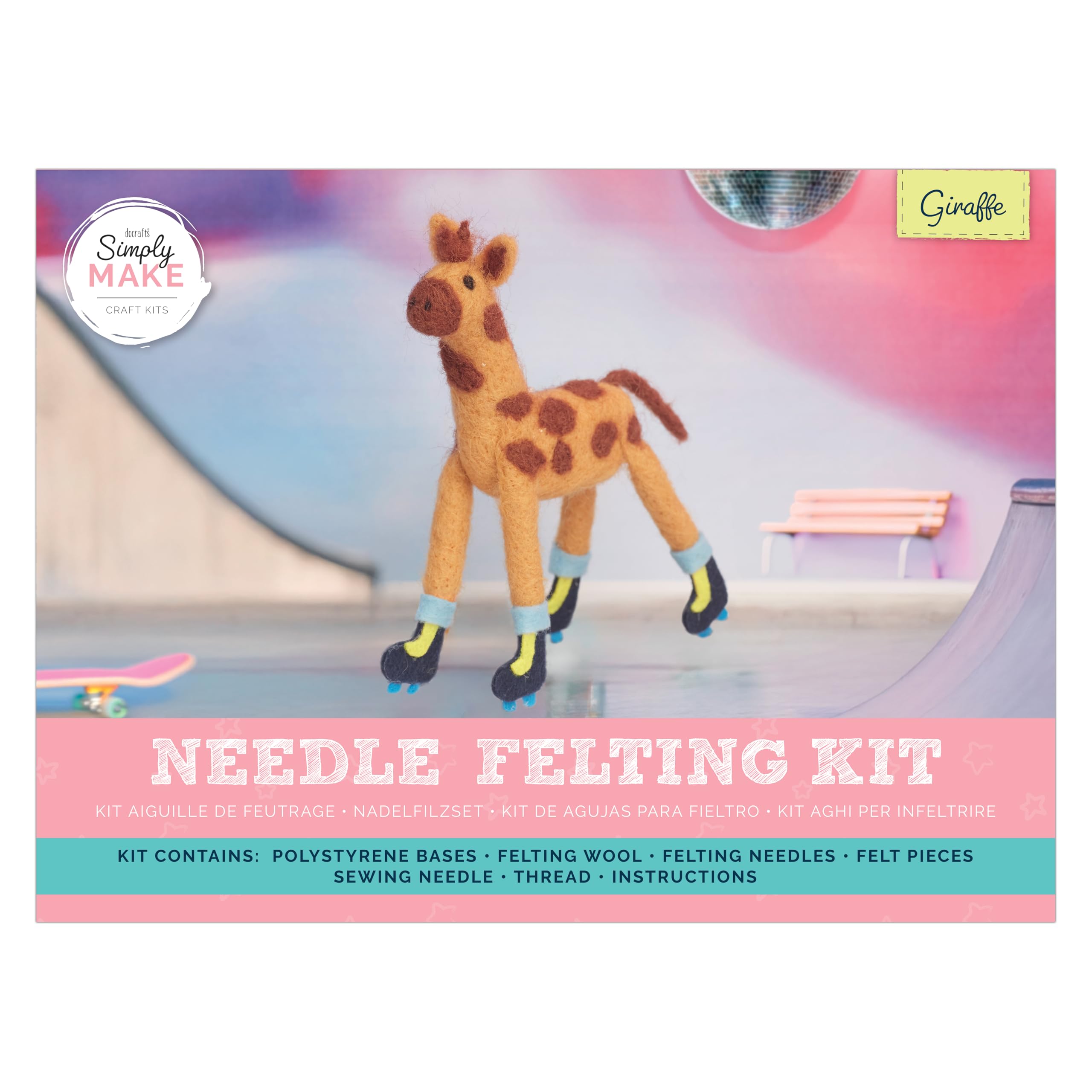 Simply Make Needle Felting Kit, Giraffe, Needle Felting Kit with Felting Needles and Felting Wool, Ideal Needle Felting Kits for Beginners, Fun DIY Craft Kit