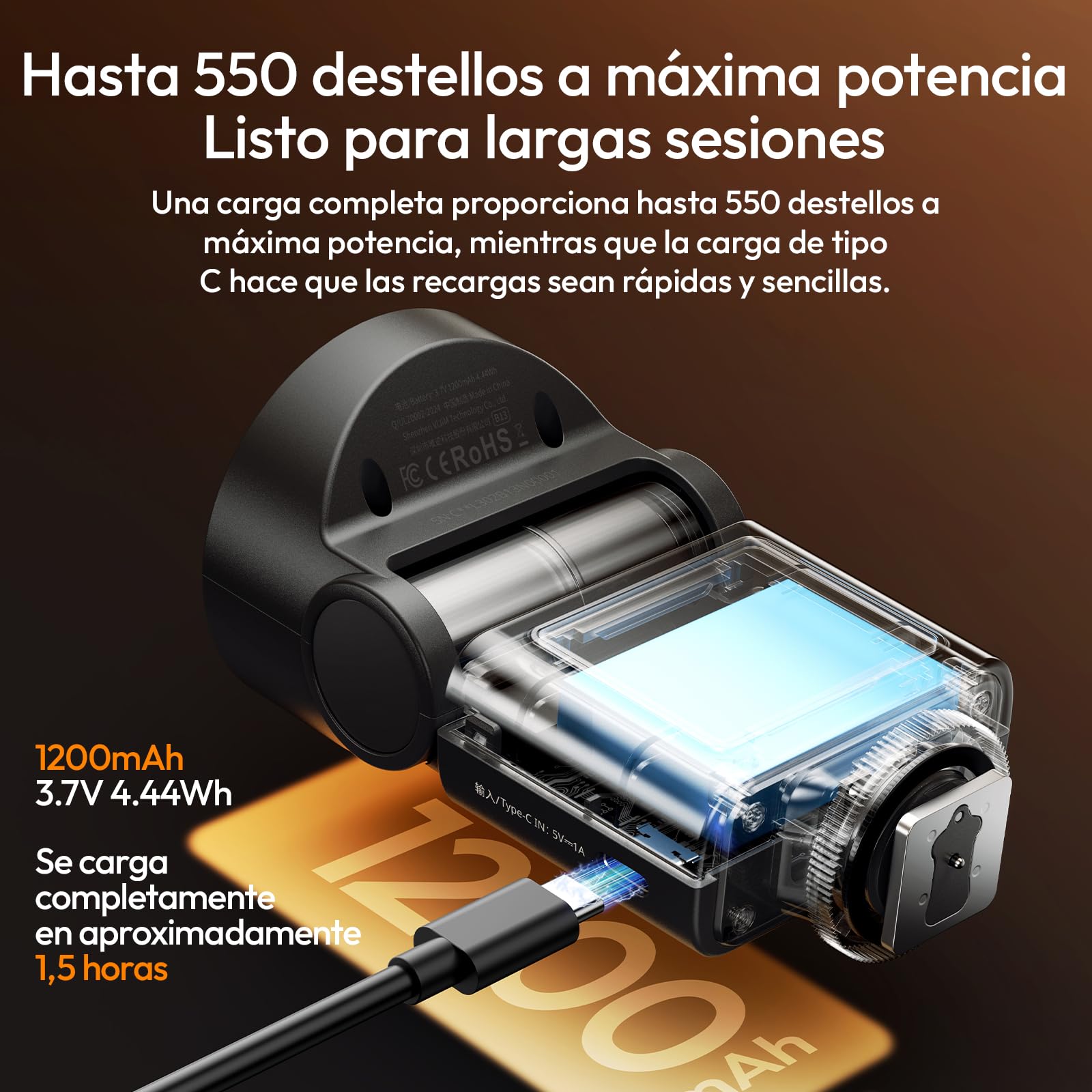 ULANZI F16R Mini cámara flash Speedlite, GN16 2 en 1 flash luz de vídeo, 7 niveles de potencia (1/64~1/1), inclinación de 90°, 2500-6500K, 550 flashes, zapata universal con difusor para Sony, Canon