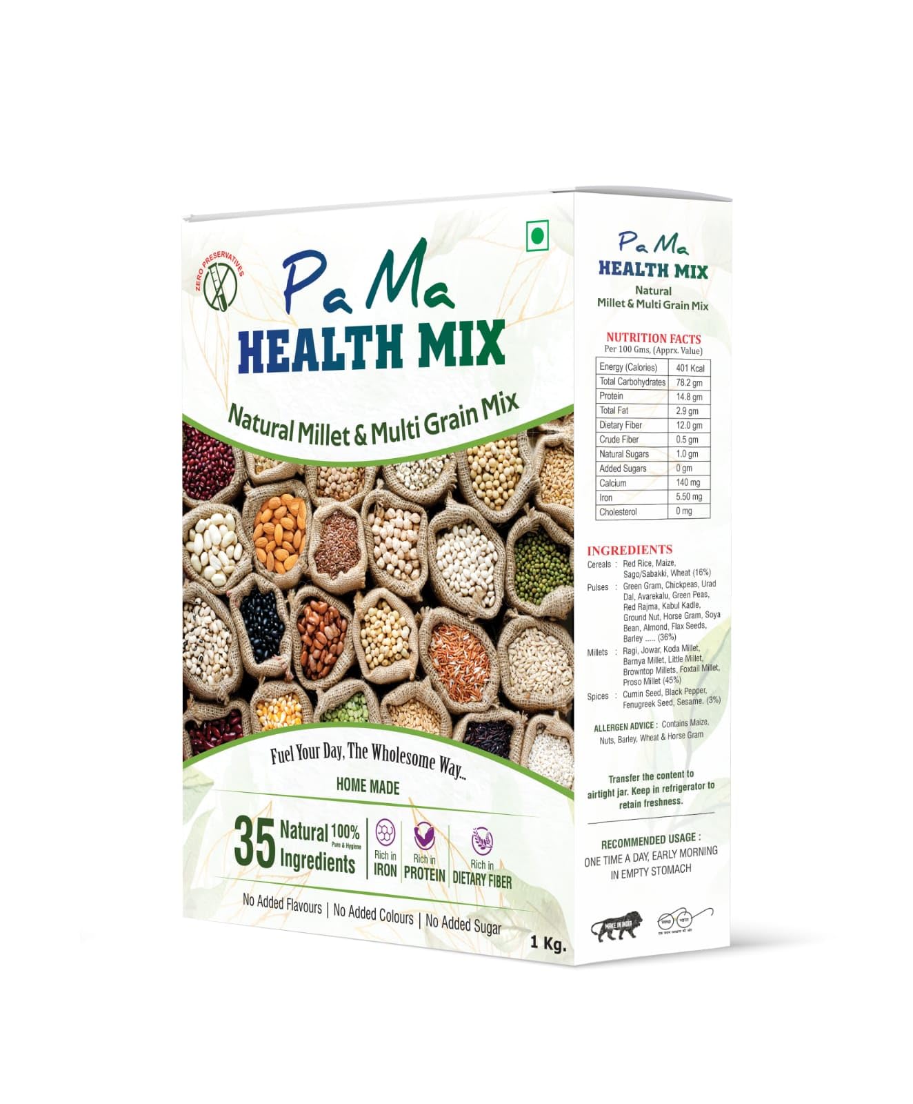 Pa Ma Health Mix Foods Super Easy Ready to Cook Protein Rich Multi Grain and Millet Health Mix Tasty Healthy Millet | Gluten Free | PaMa Health Mix | 1Kg (B0CQYJ3Y47) Amazon Price History, Amazon Price Tracker