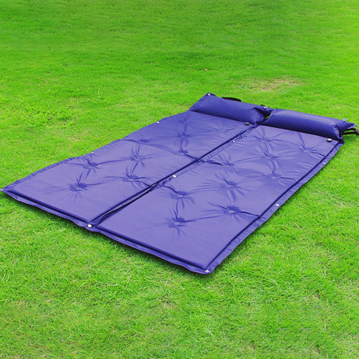 Toyvian Colchón de Camping Inflable Portátil Diseño Compacto y Material de Poliéster y PVC para Picnic y Playa, Cómodo y Resistente Humedad