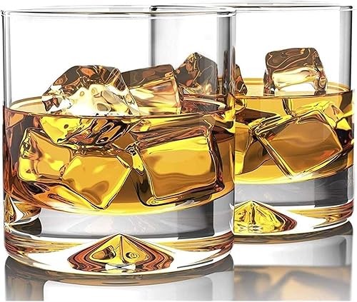 HEIMP Whisky decantador Whiskey Glasses, Hand Blown Crystal, Seamless Design Perfect for, Bourbon and Old Fashioned Cocktails, 12Oz Set of 2 Liquor