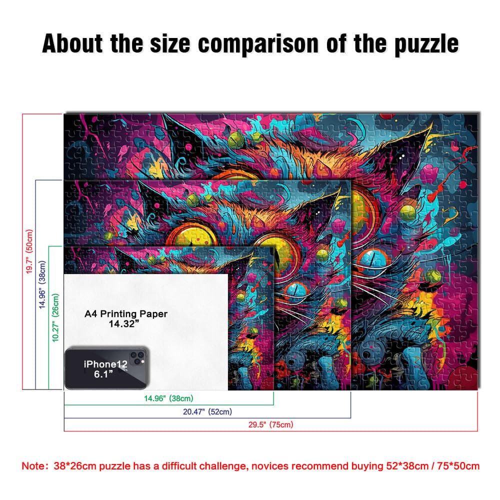 27.56" x 39.37" Rompecabezas para adultos, juego de gatos, juguetes para la familia, regalo para juegos, antiestrés, desafío difícil, 2000 piezas