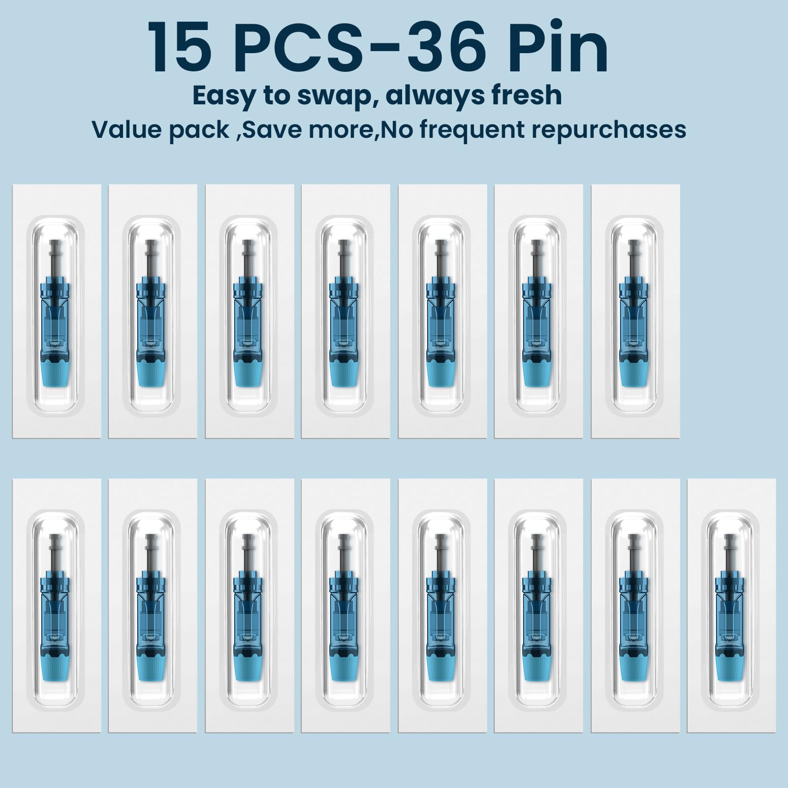 15-Piece 36-Pin 0.25mm Microneedling Pen Cartridges for Dr Pen