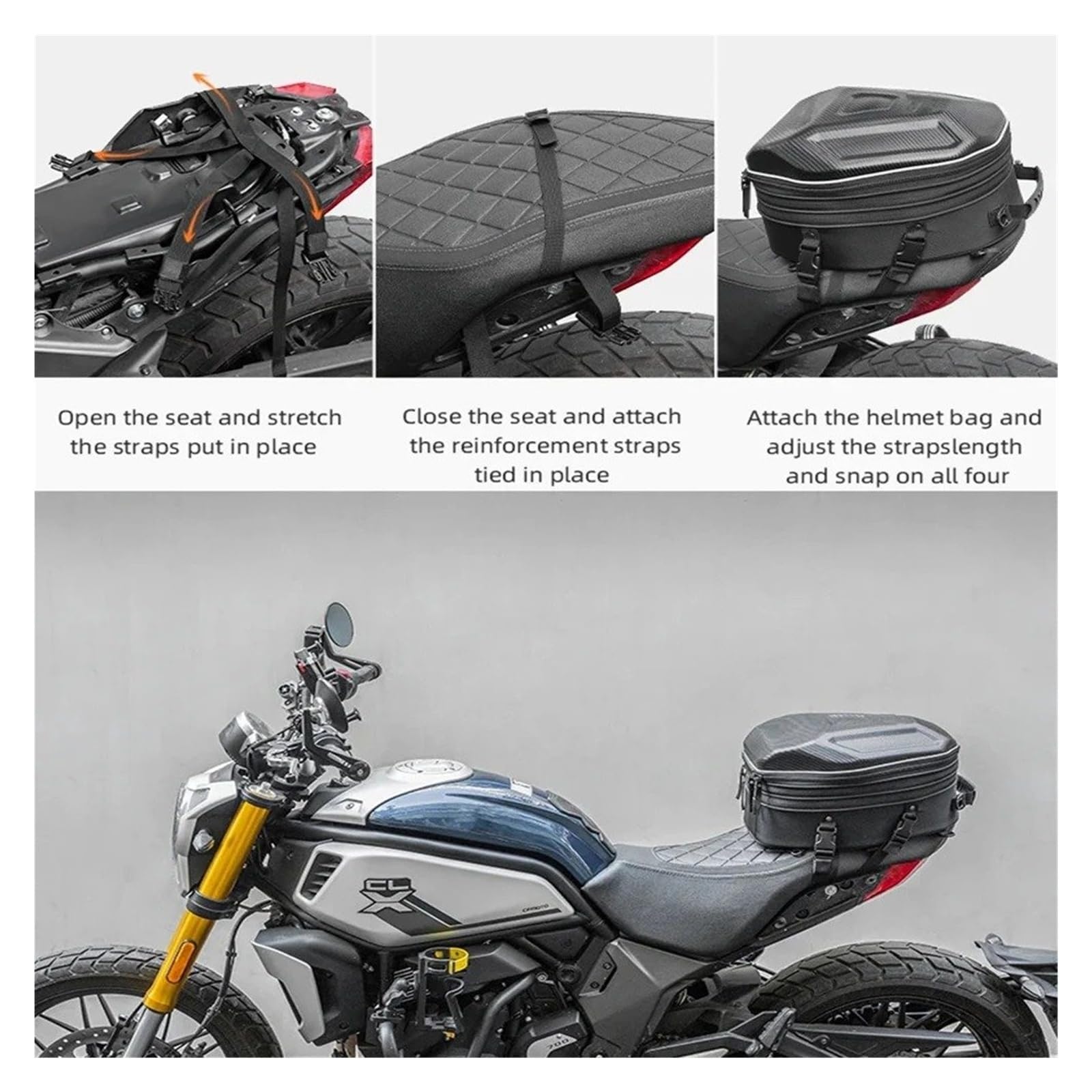 Borsa Per La Sella Della Moto Borsa A Tracolla Da Equitazione Grande Capacità Da 35 Litri Borsa Riflettente Sedile Posteriore Borsa Per Casco Borsa A Mano(Helmet bag)