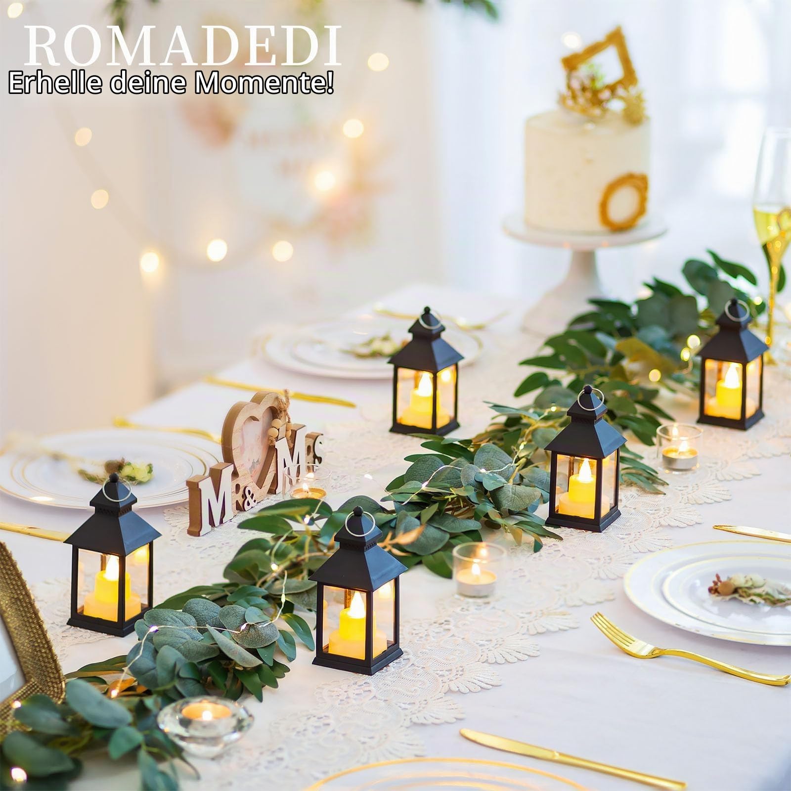 Romadedi Orientalische Mini Laterne Schwarz, 20er Set, Metall | Zum Aufhängen,für Hochzeit, Ramadan, Weihnachten, Garten, Balkon, Outdoor-Bereich und Tischdeko