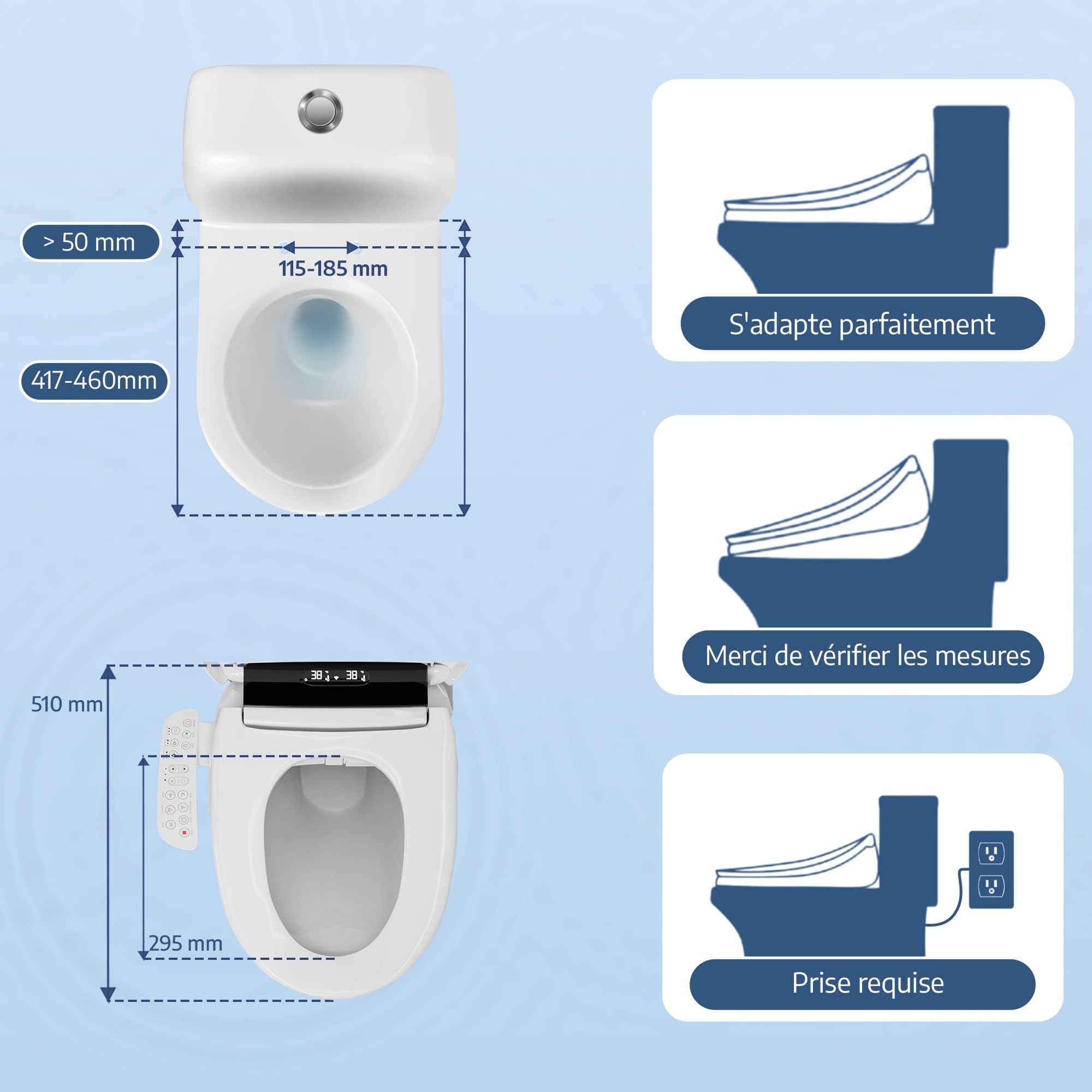 Marque Française : Siège Toilette Japonaise Complet, Abattant WC Japonais Electrique Lavant Séchant avec cuvette Japonaise Chauffante et Innovante, Bidet WC eau chaude, Confort et Élégance