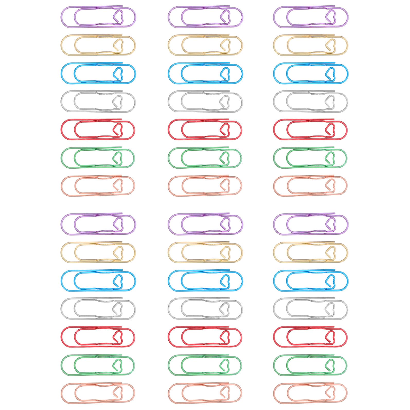 ABOOFAN 70 Clips Metálicos para Bolígrafos en 7 Colores Variados, Clips Pequeños Decorativos para Papel y Cuadernos, Sujetapapeles Portalápices para Oficina, Escuela y Organización Diaria