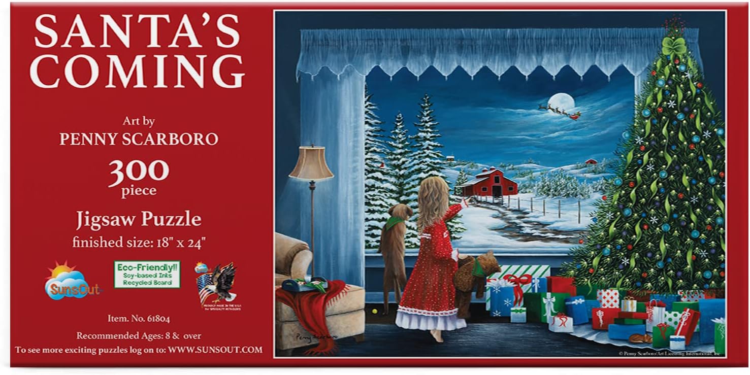 SUNSOUT INC - Santa's Coming - 300 pc Jigsaw Puzzle by Artist: Penny Scarboro - Finished Size 18" x 24" Christmas - MPN# 61804
