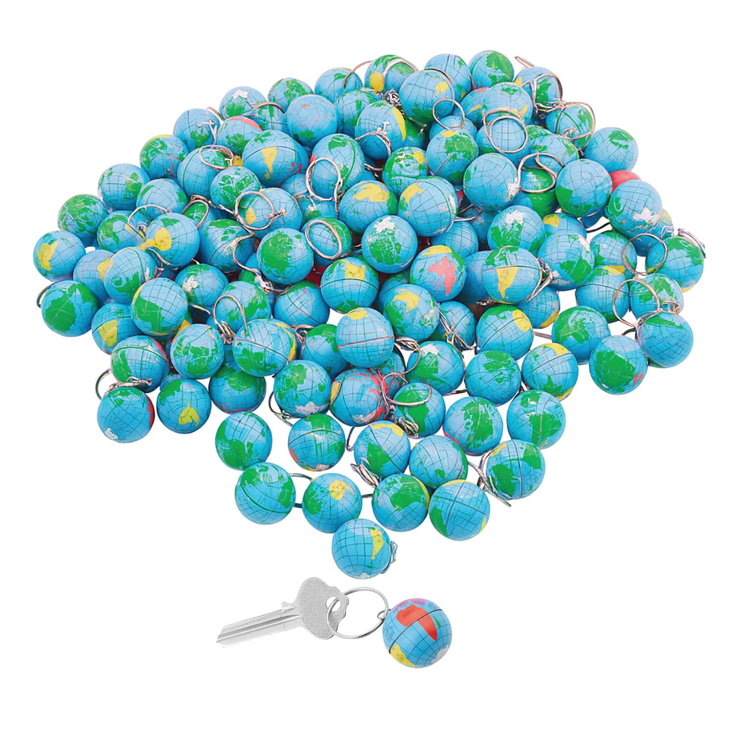 Fun Express World Globe and Map Key Chains (Bulk 144 pieces), Multicolor