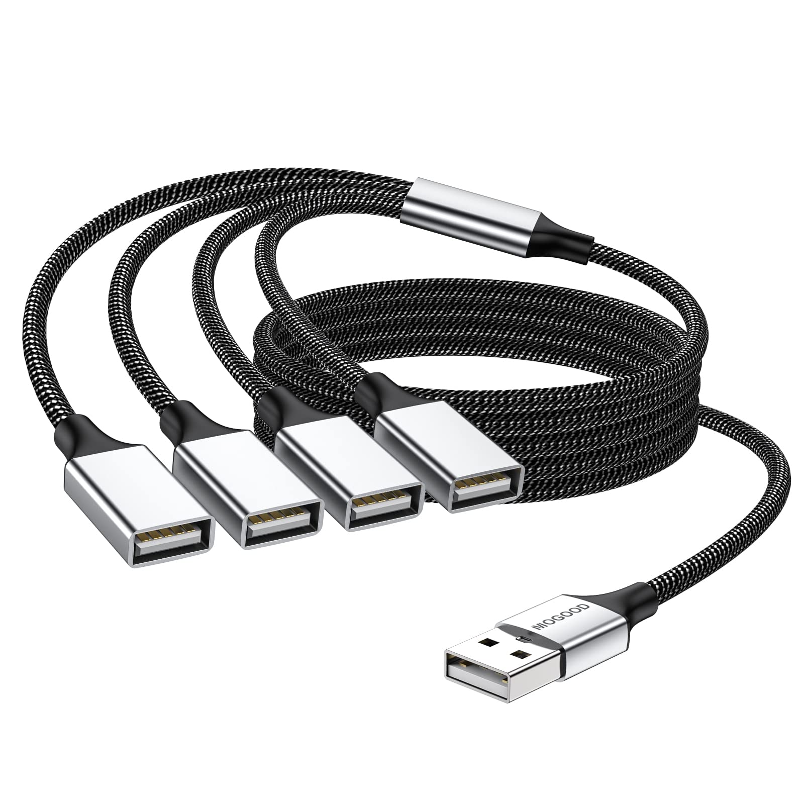 USB-splitter 1 tot 4 kabels, meervoudige stekker, USB-poort-verdeler