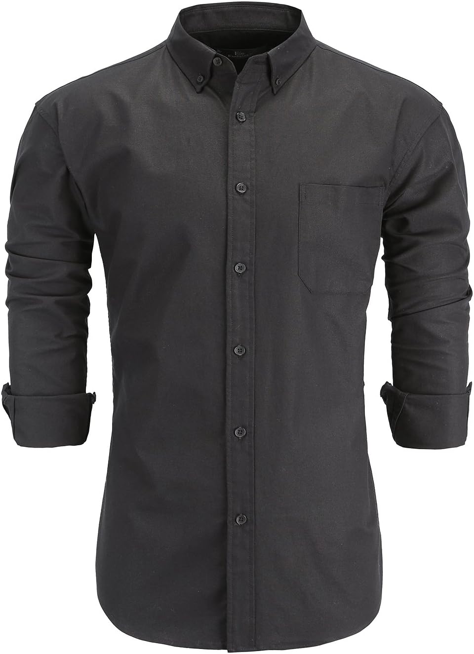 Men's Slim Fit Oxford Cotton Long Sleeve Stylish Solid Button Down Dress Shirt