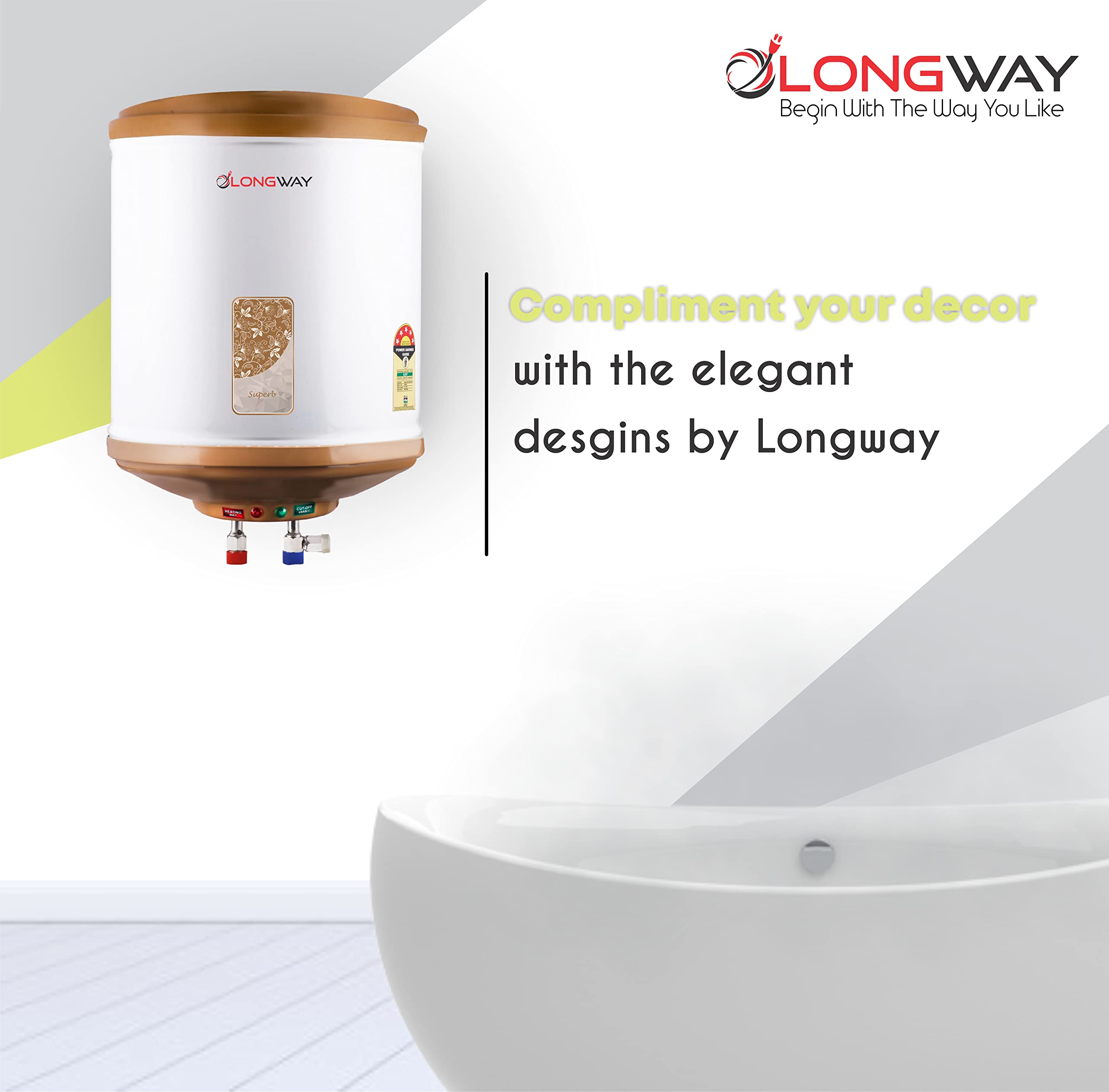 Buy Longway Superb 25 ltr with Free Installation Kit Automatic Storage Water  Heater with Multiple Safety System u0026 Anti-Rust Coating 5 Star Rated (Ivory,  25 Ltr, Pack of 1) Online at Low