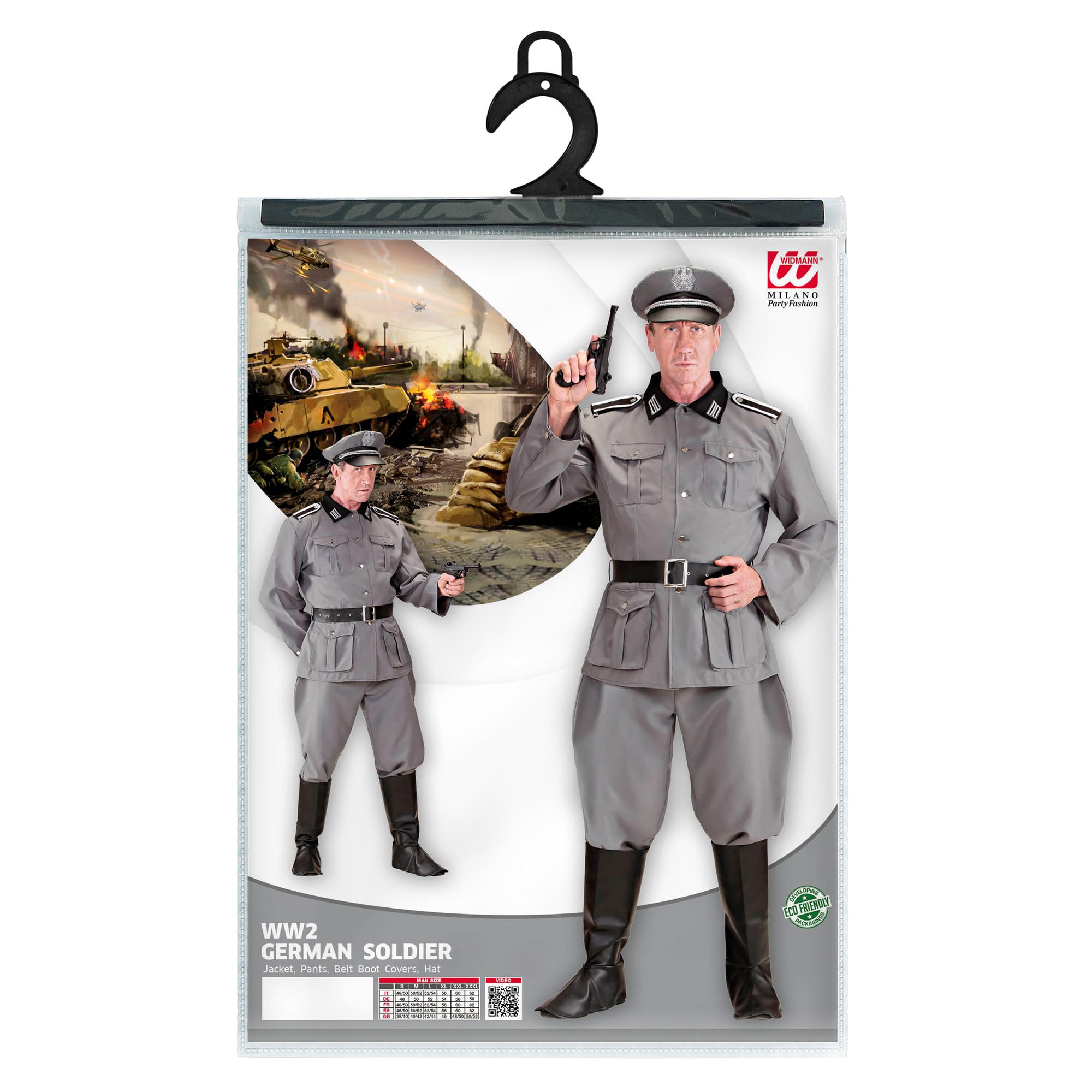 W WIDMANN MILANO Party Fashion - Disfraz soldado hombre | Uniforme con chaqueta, pantalones, cinturón, cubrobotas y gorro, estilo militar, disfraz para Carnaval y fiestas temáticas