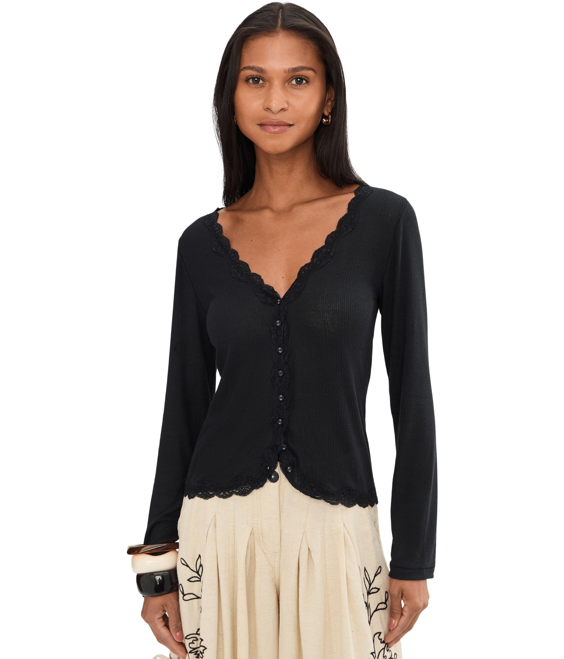Free People Womens Big Love Rib Cardi