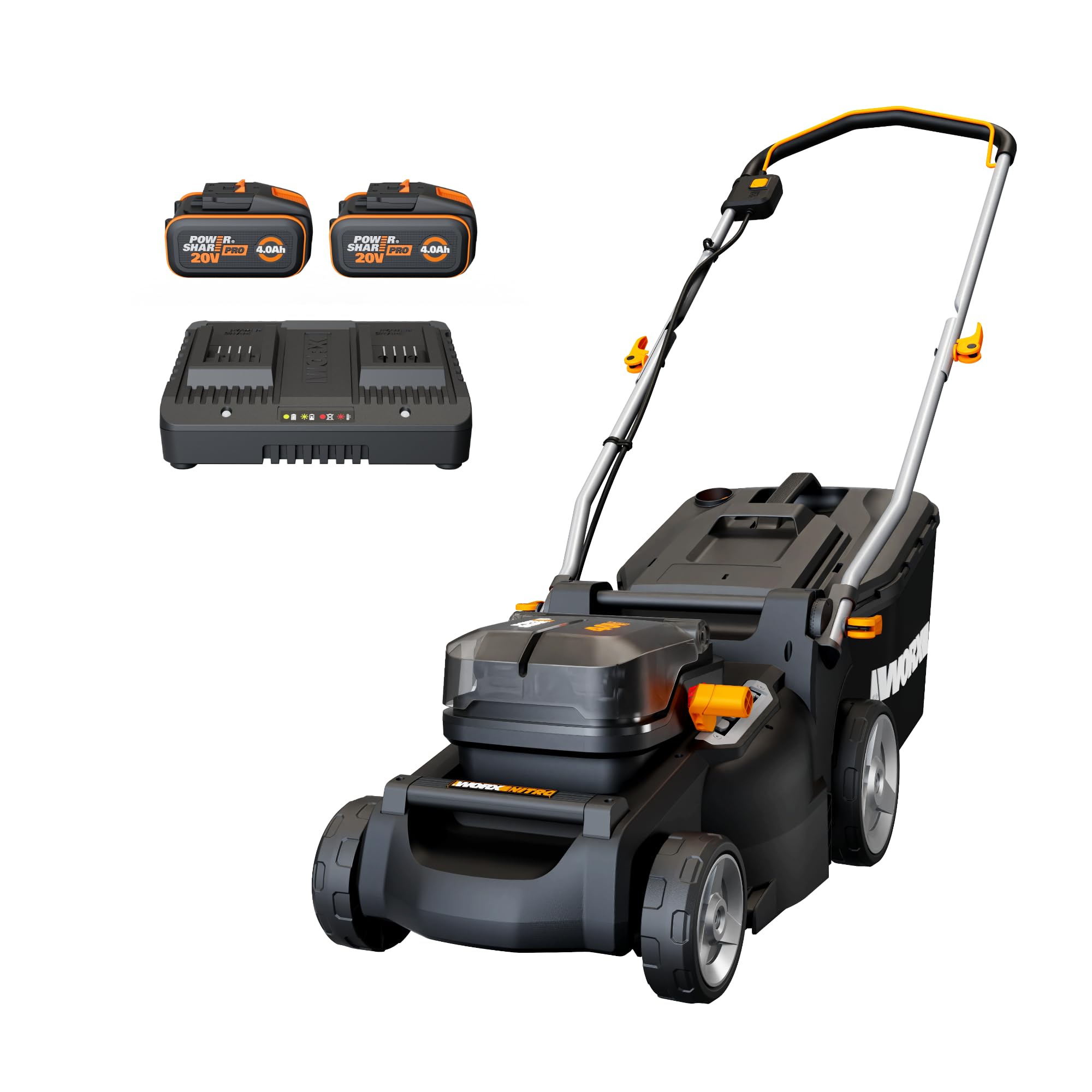 Worx Nitro WG737E - Tagliaerba a batteria - 2x20V/4Ah - Taglio 37cm