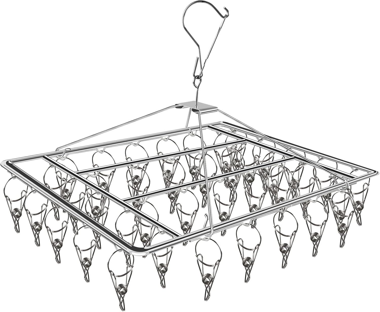 LONENESSL Metal Sock Hanger, Stainless Steel Drying Rack with 40 pcs