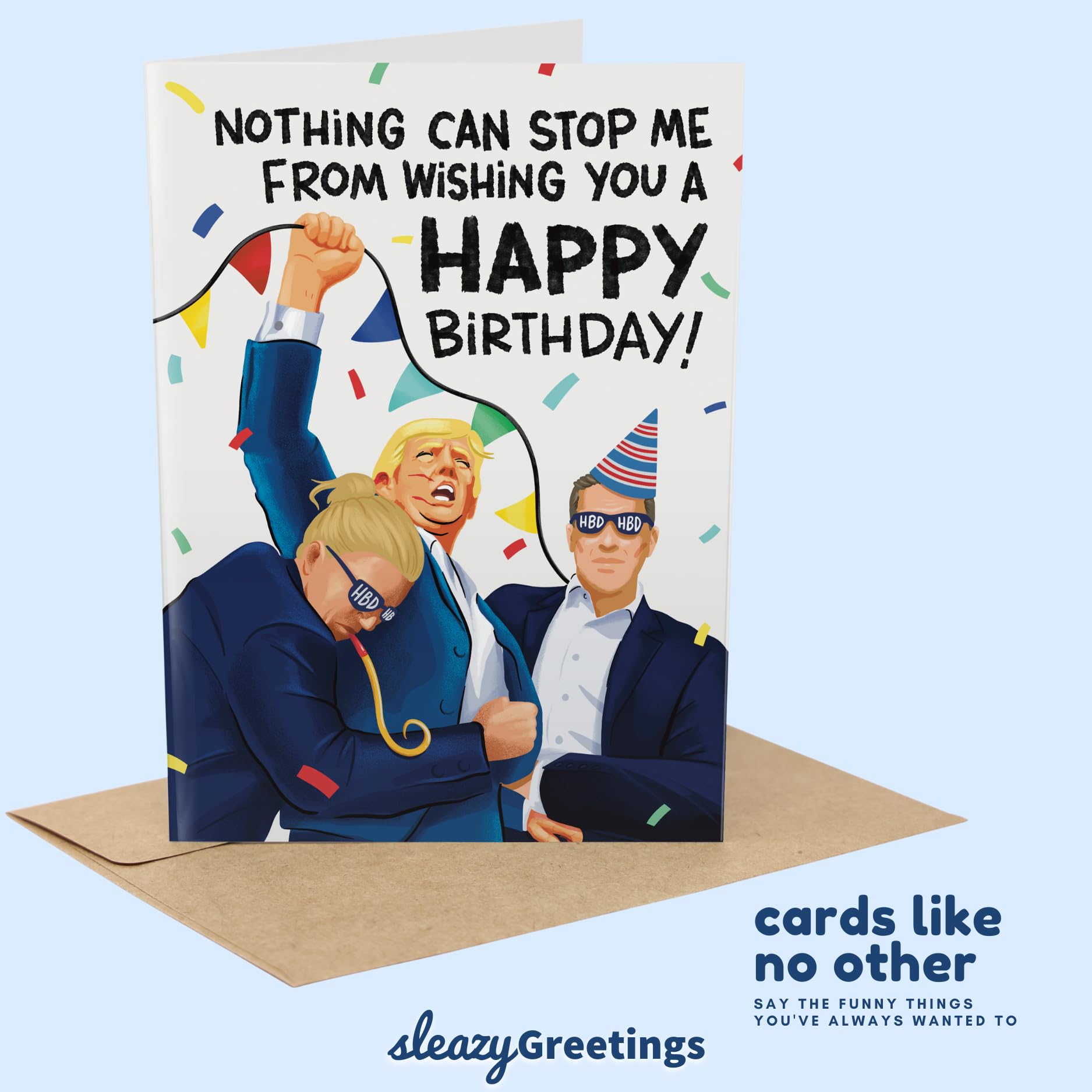 Lustige Donald Trump Geburtstagskarte - 'Best Birthday Ever' Sprüche, 12,7x17,8 Cm, Blanko Innen, Inkl. Umschlag