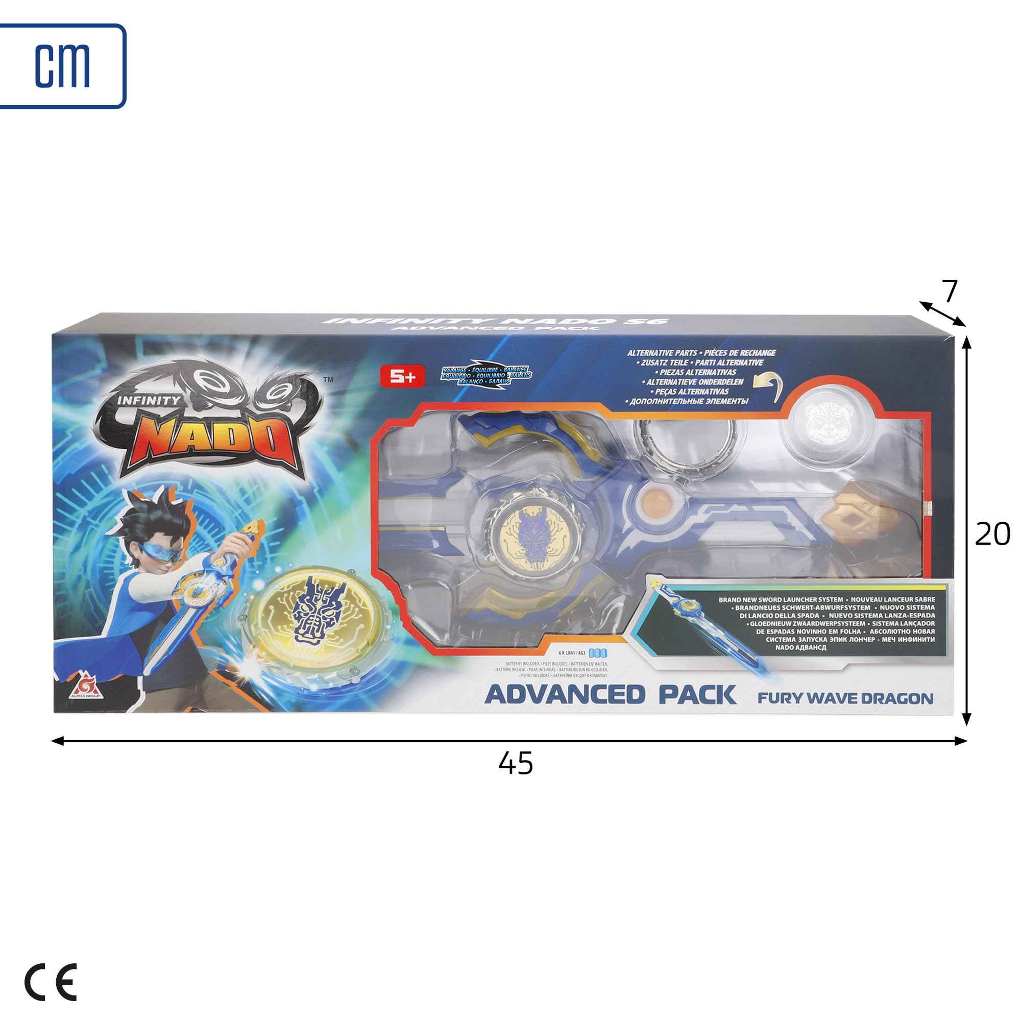 COLORBABY Infinity Nado S6 Advanced Pack Fury Wave Dragon, Espada lanzadora, Peonza de Luces y Piezas Intercambiables, Juguete de Combate Personalizable (48091)
