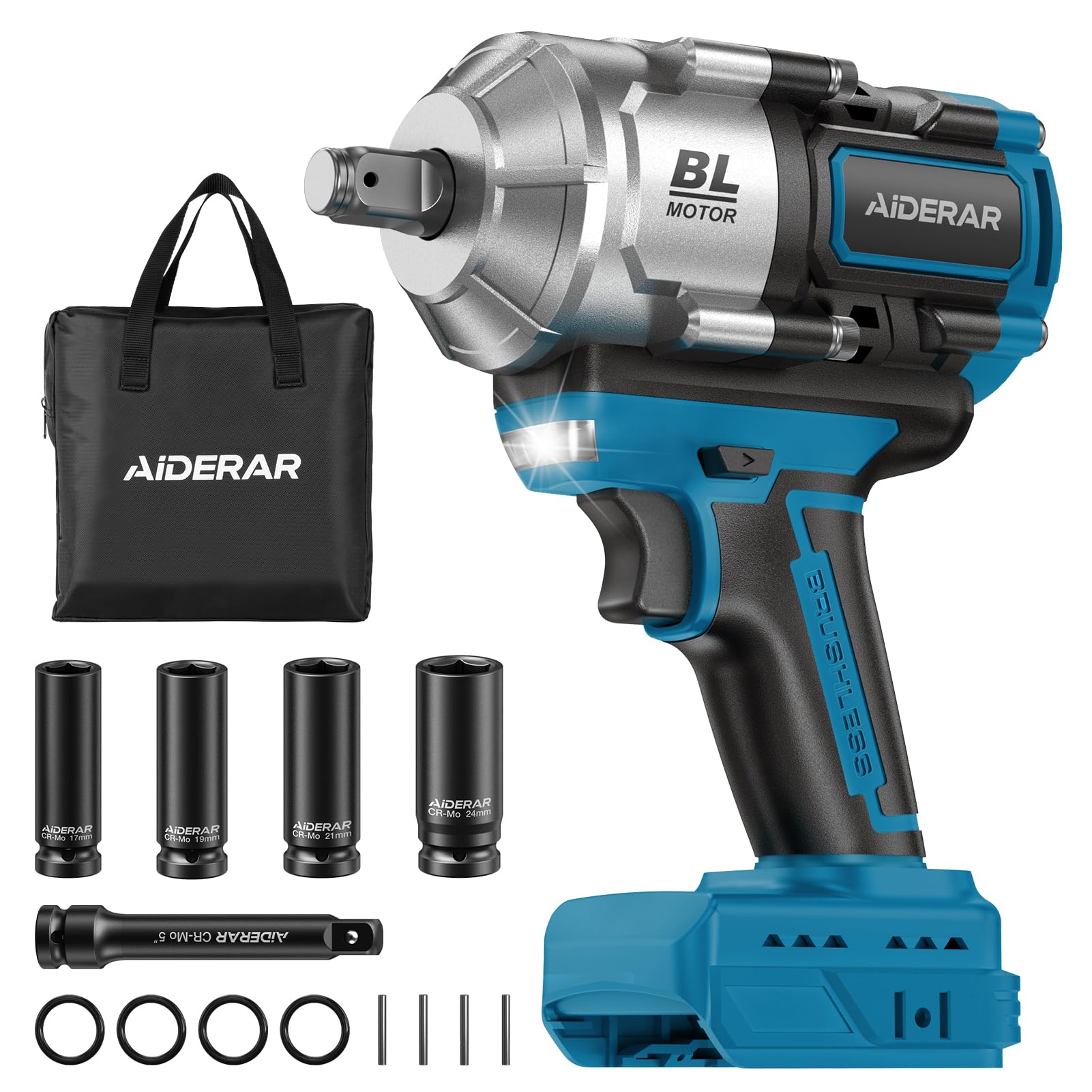 1500Nm Avvitatore a Impulsi Senza Filo 18V per Batteria Makita, 1/2" Utensile a 3 Velocità, Alta Coppia, Motore Senza Spazzole per Rimozione Pneumatici, Viti Arrugginite (Senza Batteria)