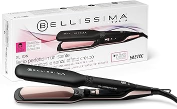 Bellissima Imetec XL Ion Straightener for Straight Hair Straighteners Wide Plates Ionizer Ceramic Coating Keratin 5 Temperatures 150 to 230 ℃ Fast Heating Cable 1.8 m