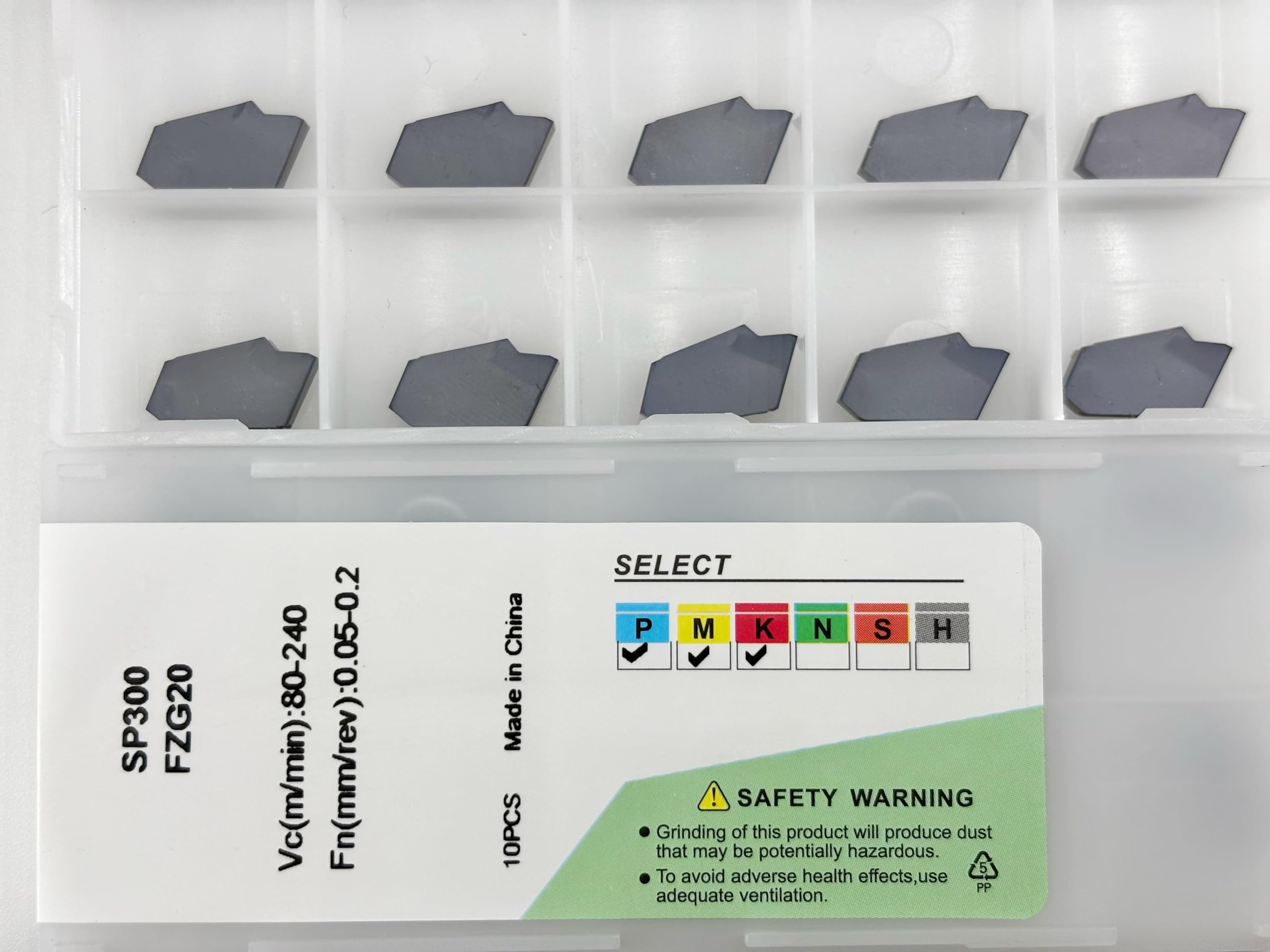 Feyzor GTN-3 CNC Grooving Carbide Inserts Steel 10pcs, SP300 Grooving Tools, PVD Black Coating