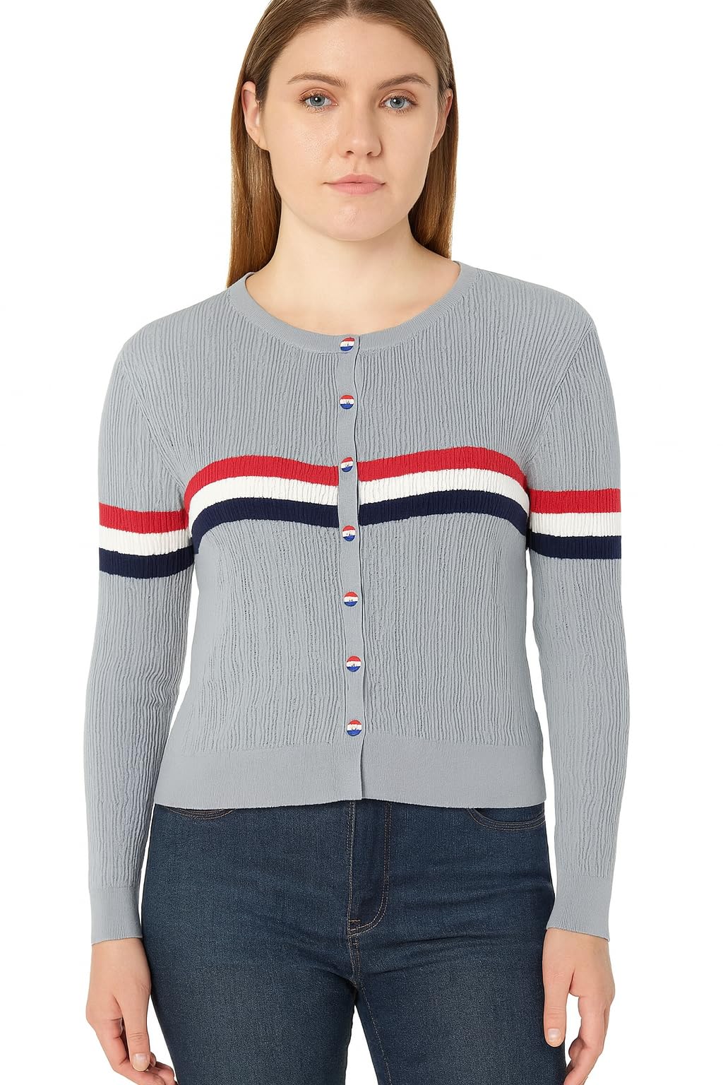 icw Women Classic Stripe Knit Cardigan DNN393-picture-41