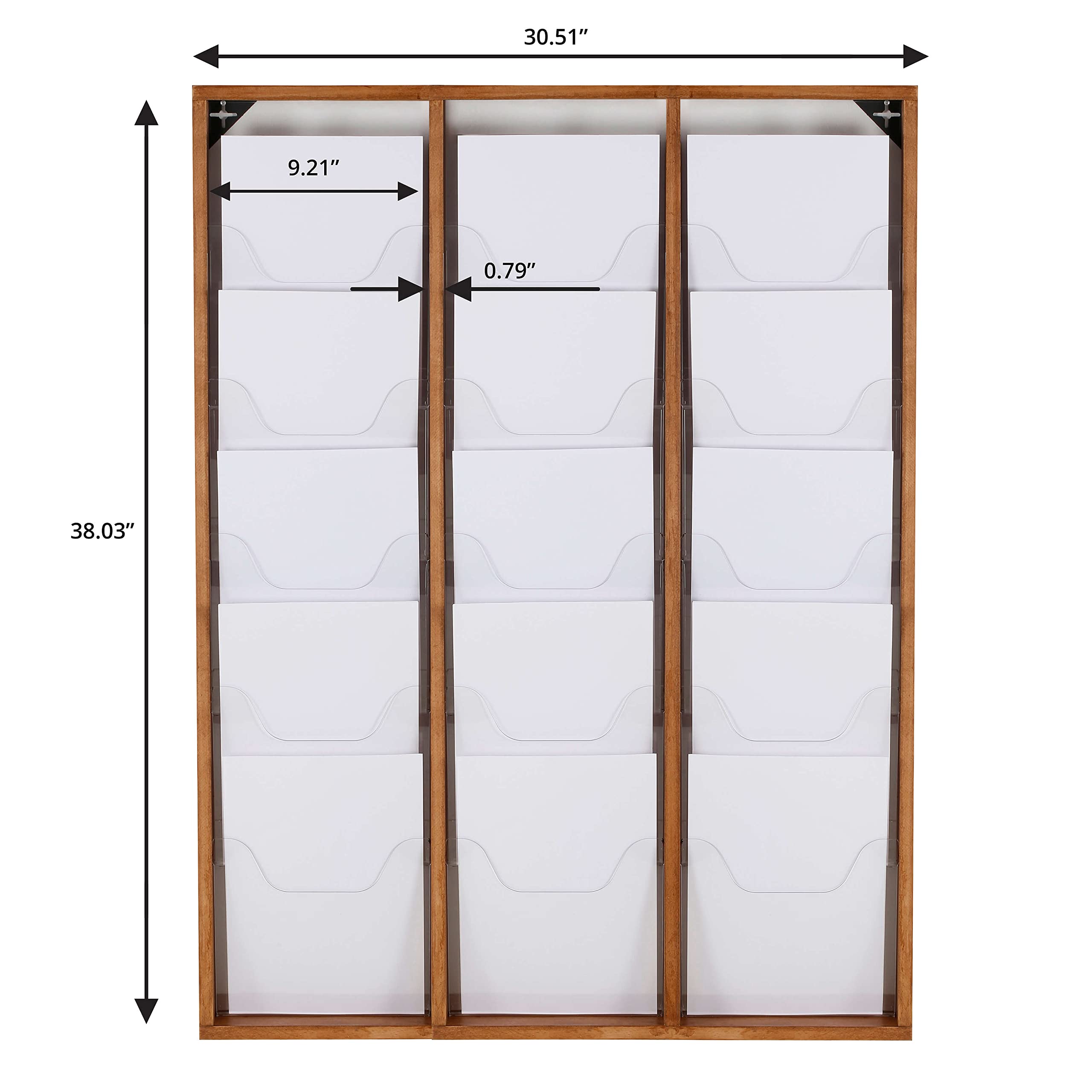 Prospektständer WoodMagazine Wandversion15 x A4, dunkel lasiert