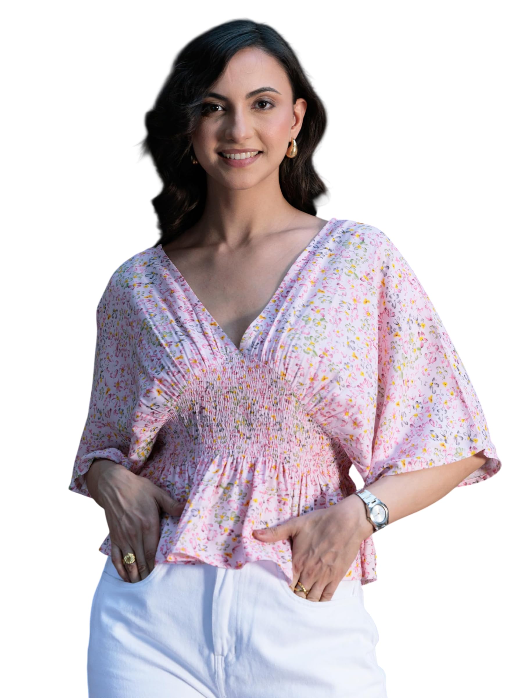 Womens Drop-Shoulder Top with Smocked Detailing | Breathable Rayon Full-Sleeve Top with Shirt Collar | Casual Summer Wear Kurta for Women and Girls-picture-34