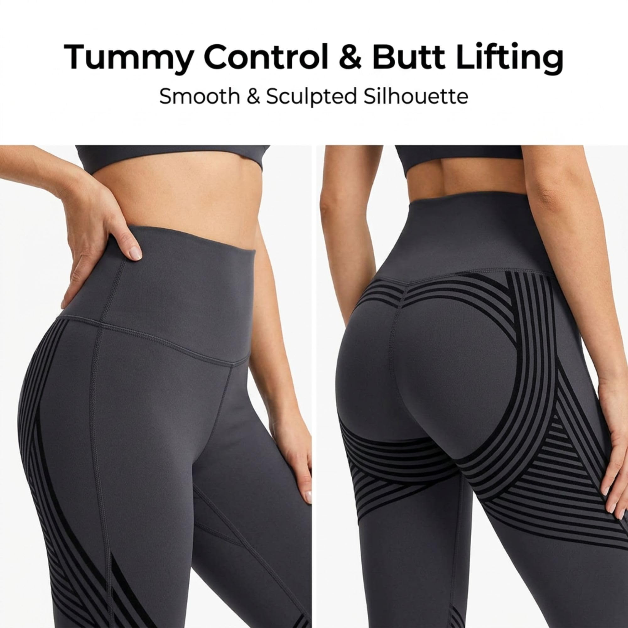 Leggings a compressione da donna, a vita alta, controllo della pancia, sollevamento dei glutei, senza cuciture, tessuto morbido, adatti per allenamenti in palestra e yoga